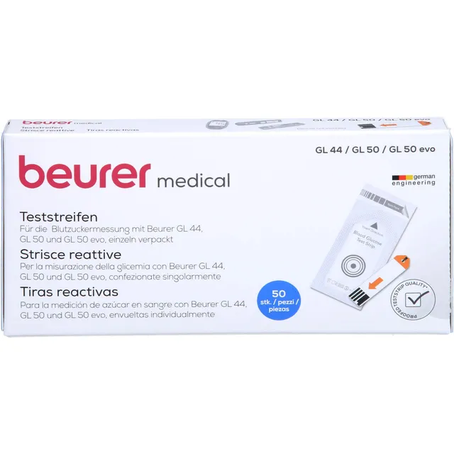 beurer-gl44-gl50-strisce-reattive-per-glicemia-50-pezzi-confezionati-singolarmen image 1