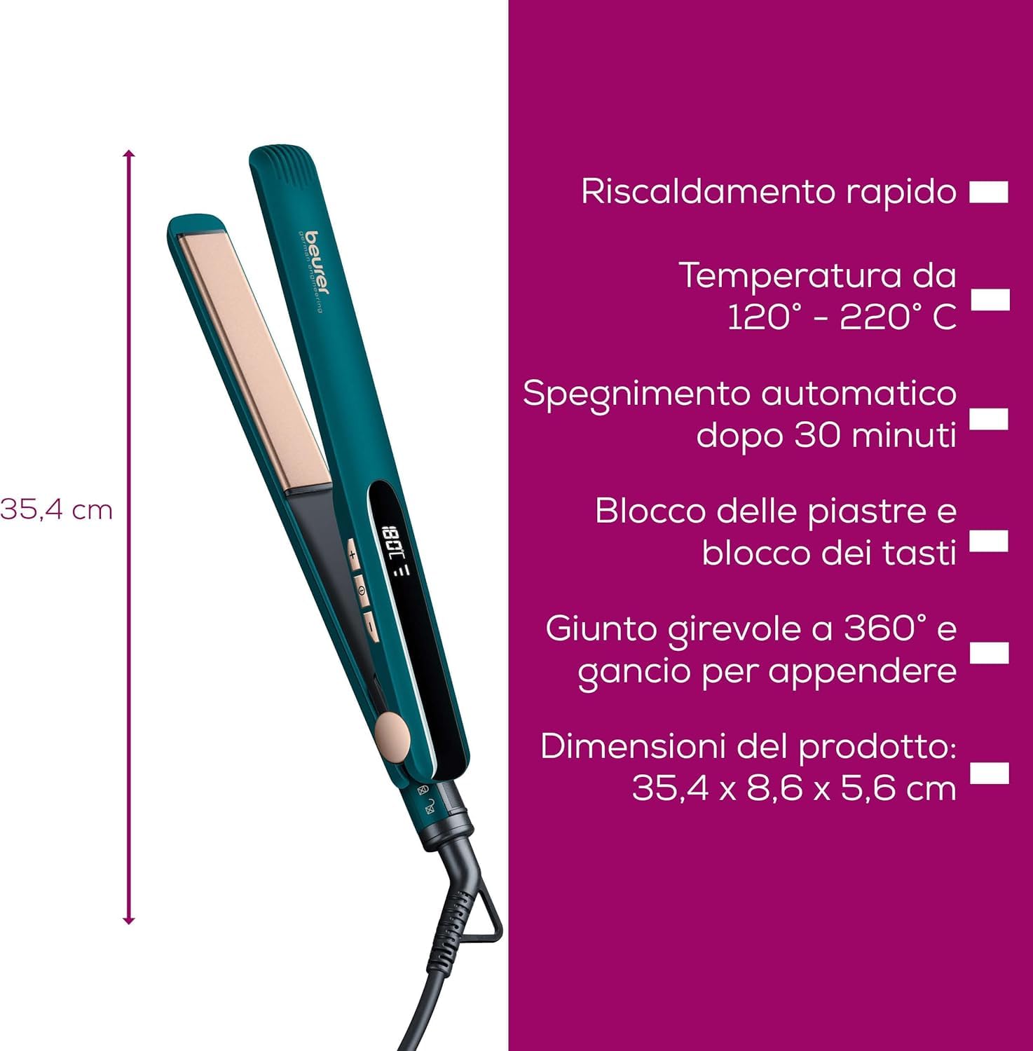beurer-hs-50-ocean-piastra-per-capelli-con-rivestimento-in-ceramica-alla-cherati image 7