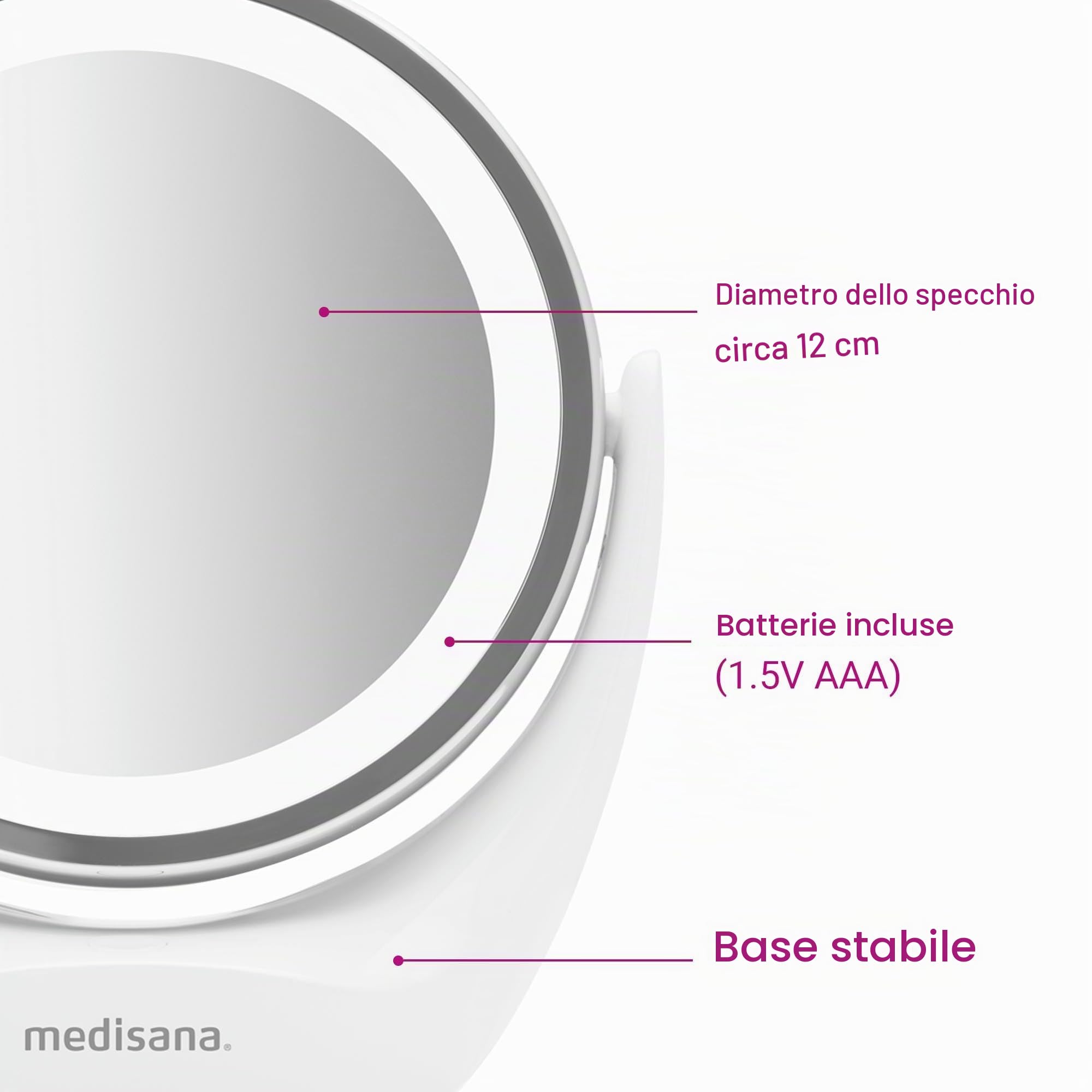 medisana-cm-835-specchio-cosmetico-led-2in1-specchio-per-trucco-con-ingrandiment image 5