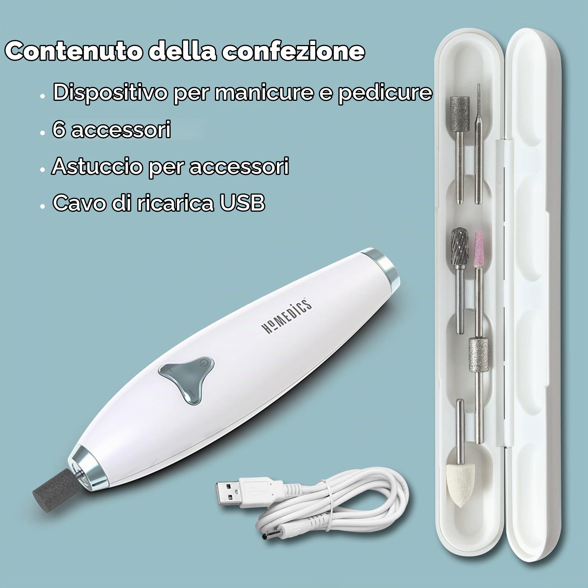 homedics-luxury-6-in-1-set-manicure-e-pedicure-elettrico-ricaricabile-con-6-acce image 8