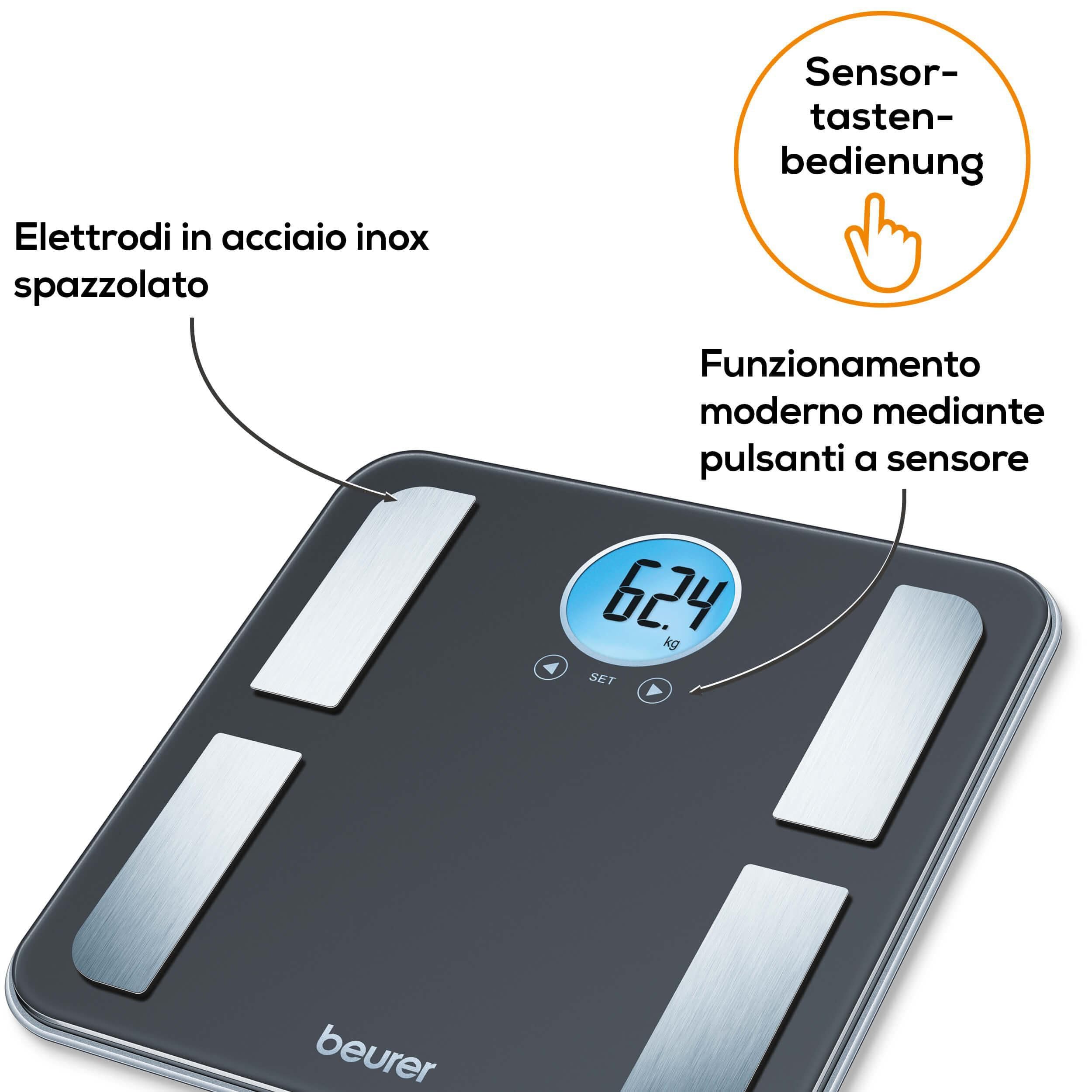 beurer-bf-195-bilancia-diagnostica-in-vetro-con-display-lcd-rotondo-grasso-corpo image 6