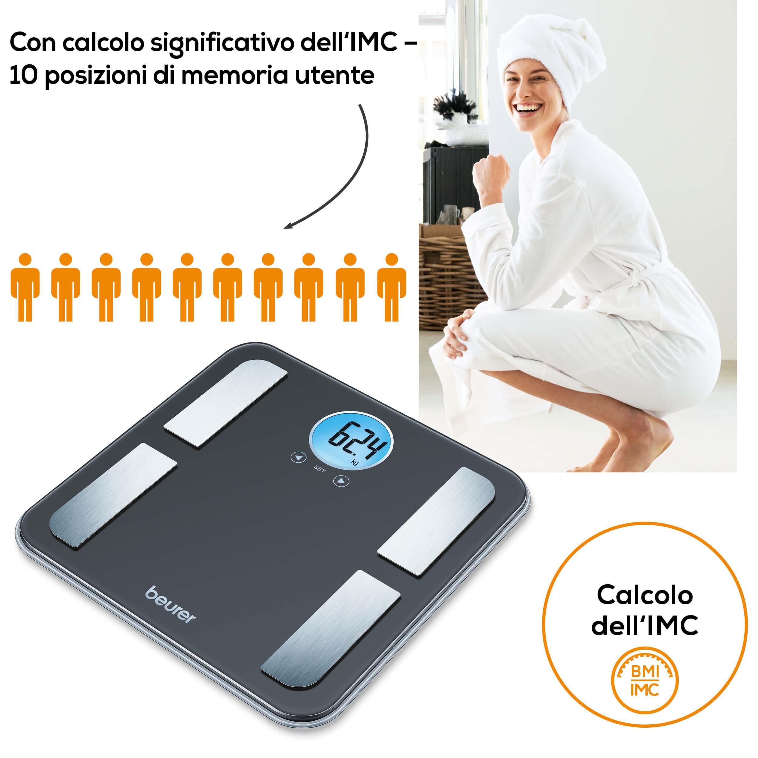 beurer-bf-195-bilancia-diagnostica-in-vetro-con-display-lcd-rotondo-grasso-corpo image 5