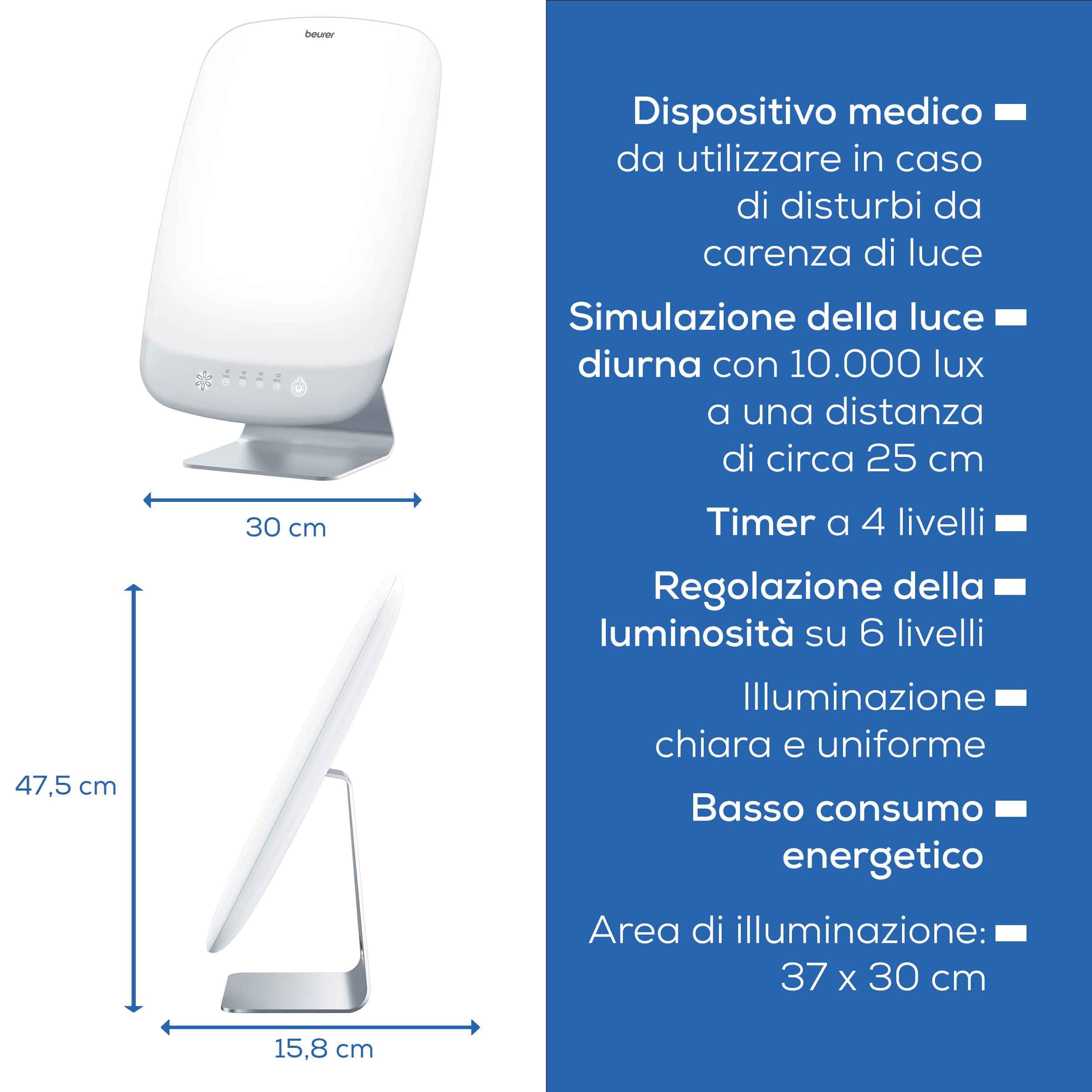 beurer-tl-95-lampada-sad-per-luce-giornaliera-14-000-lux-led-sunlike-dimmer-6-li image 8