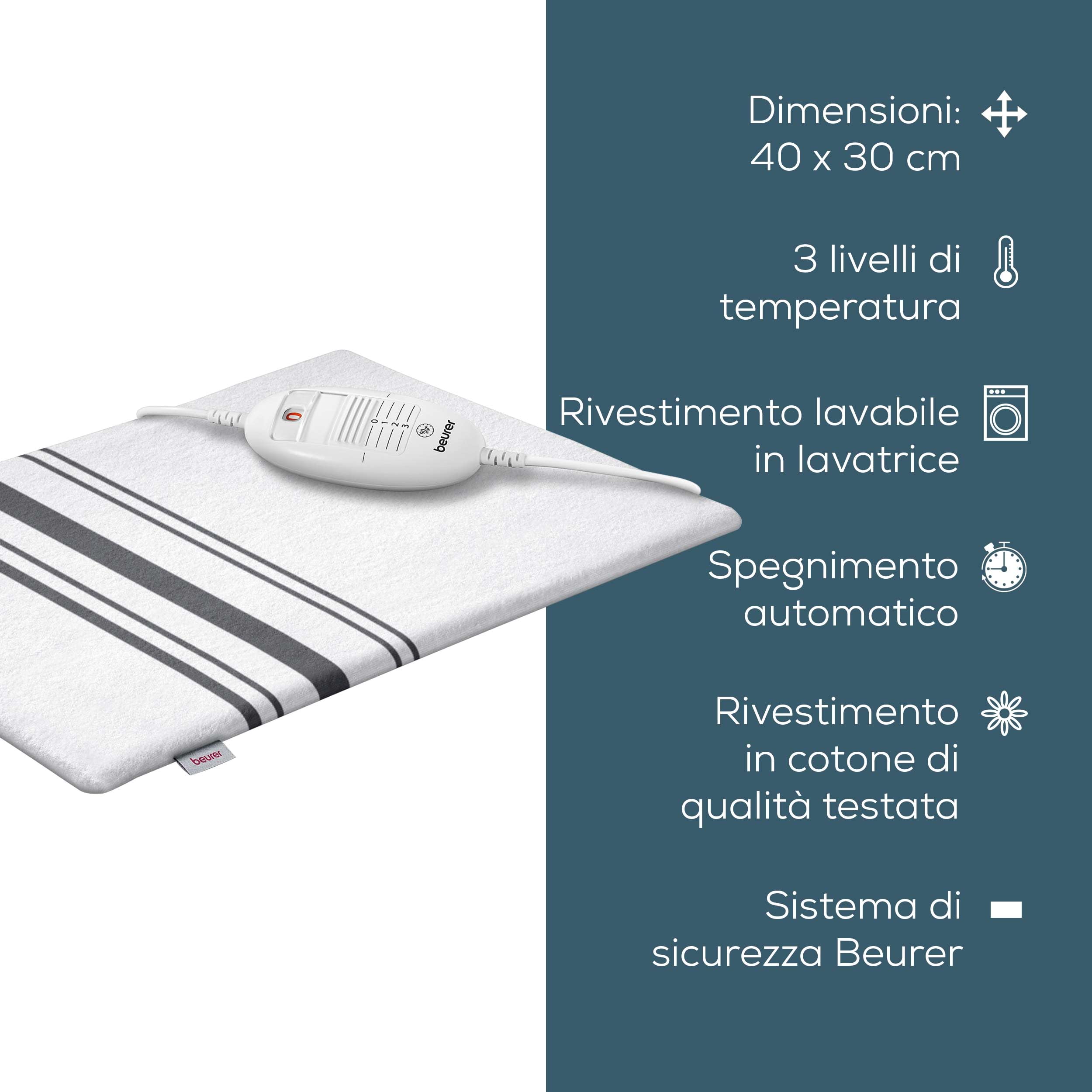 beurer-hk-25-termoforo-elettrico-grigio-40x30-cm-cuscino-riscaldante-con-3-livel image 8