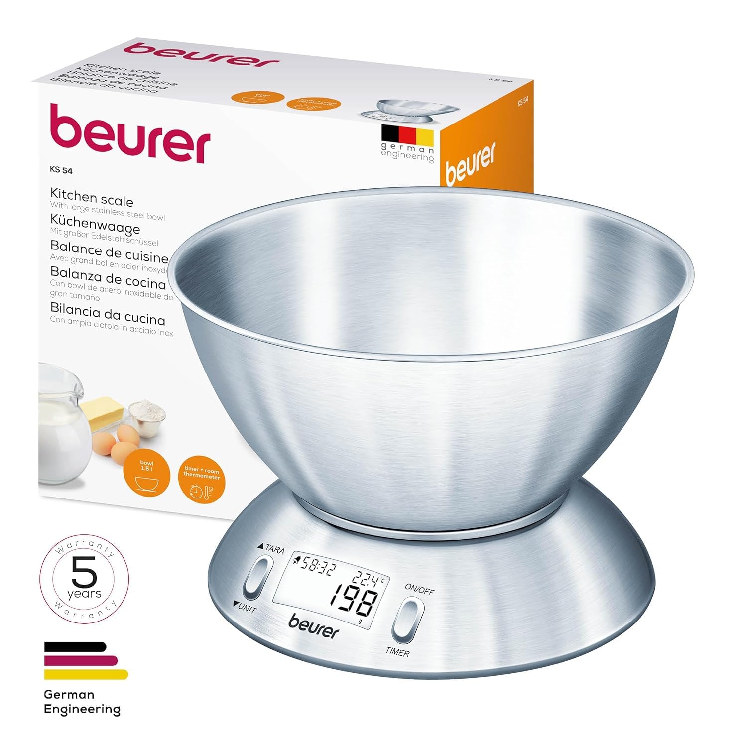 beurer-ks-54-bilancia-da-cucina-con-ciotola-in-acciaio-inox-1-5-l-timer-termomet image 7