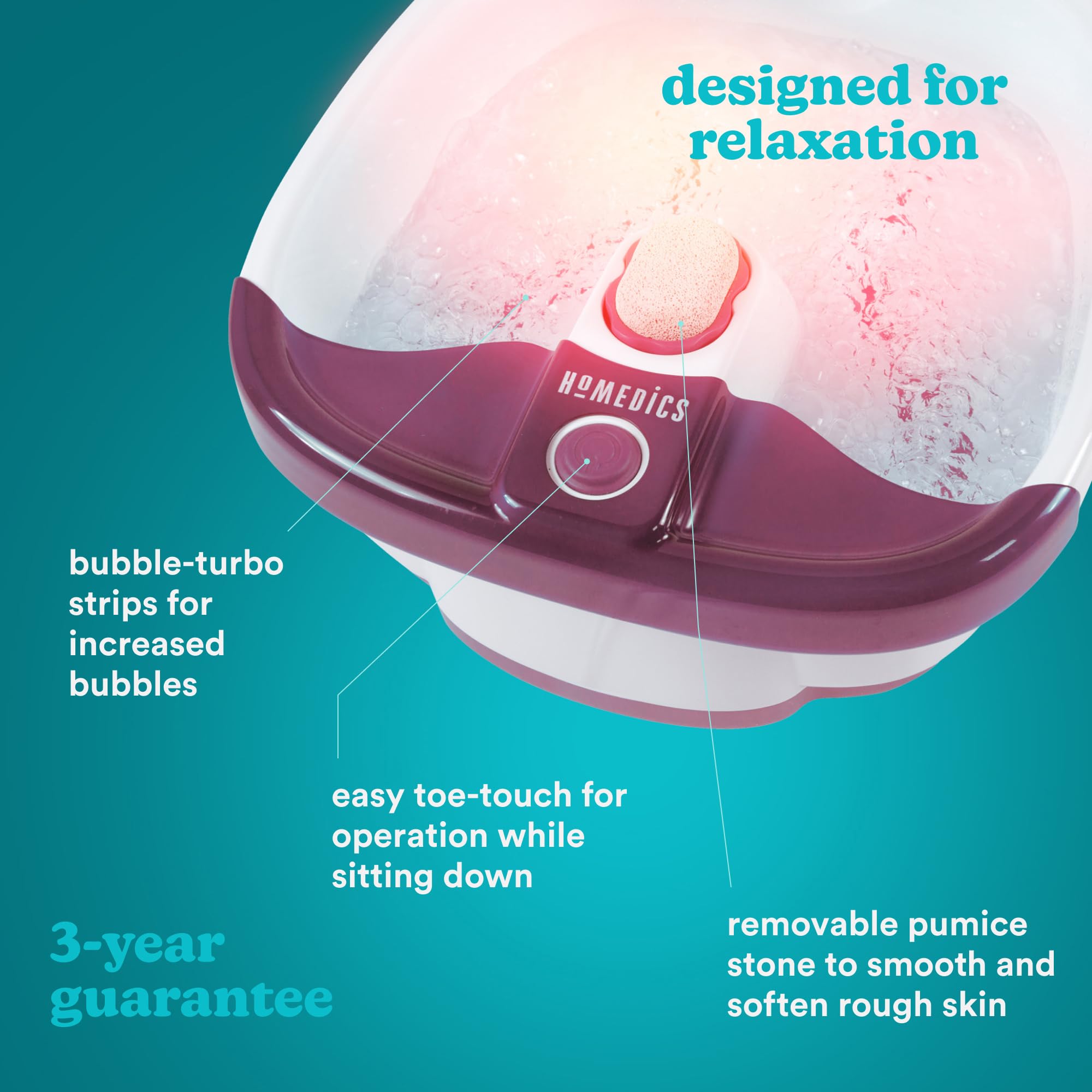 homedics-bubble-mate-foot-spa-idromassaggiatore-plantare-con-pietra-pomice-esfol image 6