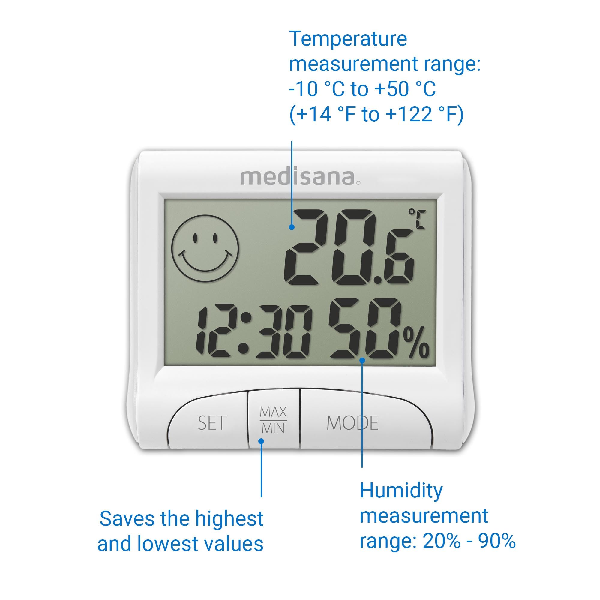 medisana-hg-100-igrometro-digitale-con-termometro-ambiente-indicatore-smiley-com image 5