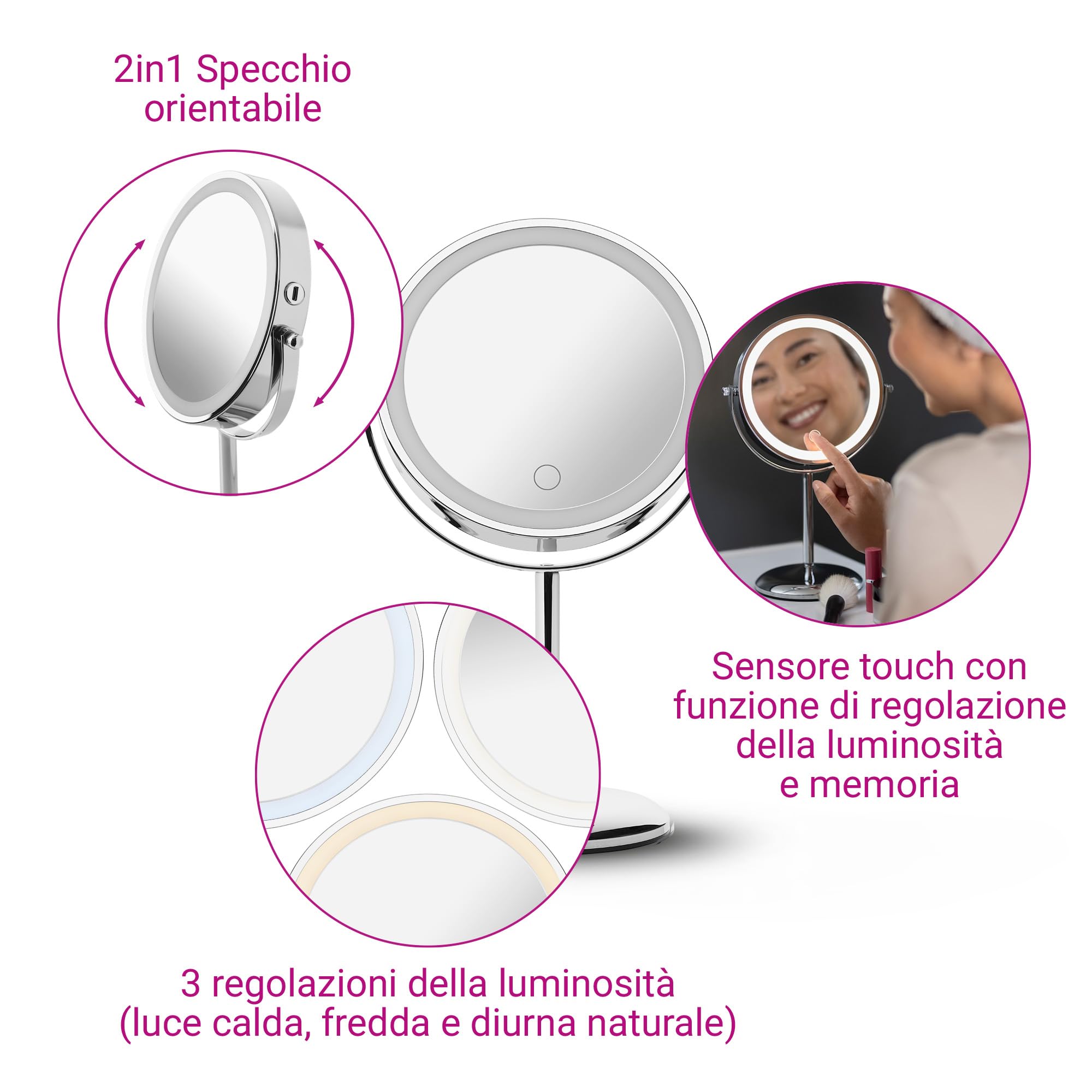 medisana-cm-844-specchio-trucco-led-ricaricabile-con-ingrandimento-7x-44-led-e-l image 4