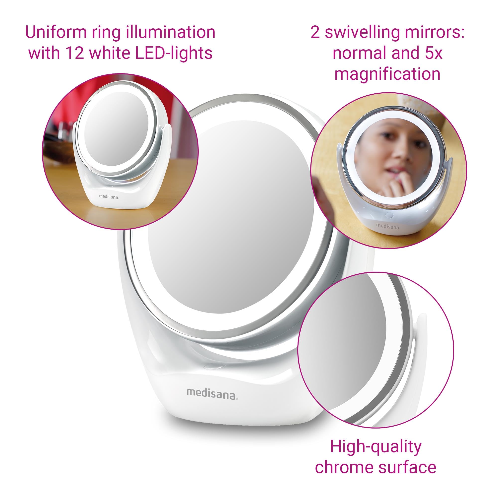 medisana-cm-835-specchio-cosmetico-led-2in1-specchio-per-trucco-con-ingrandiment image 4