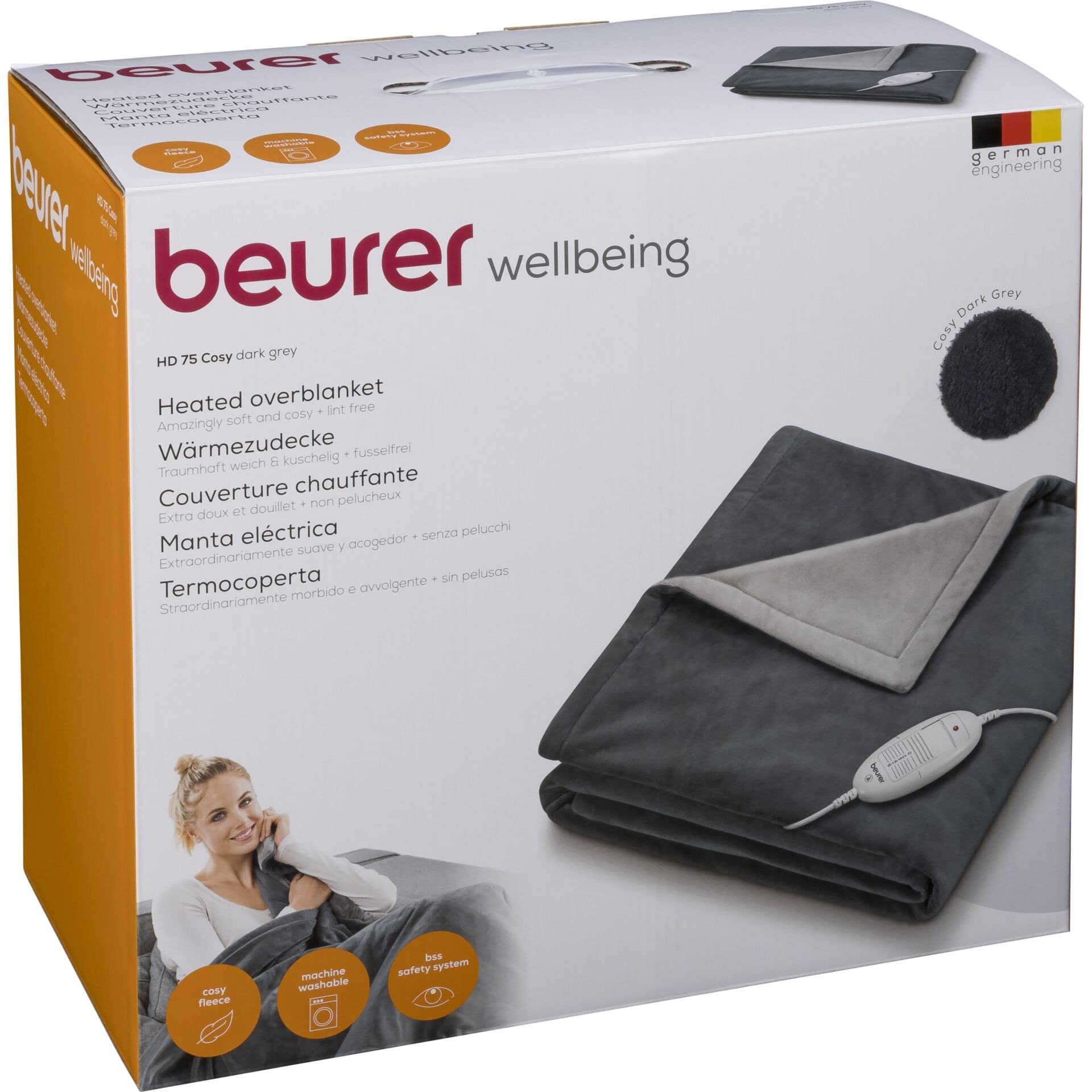 beurer-hd-75-coperta-elettrica-morbida-in-pile-grigia-con-6-livelli-di-temperatu image 2