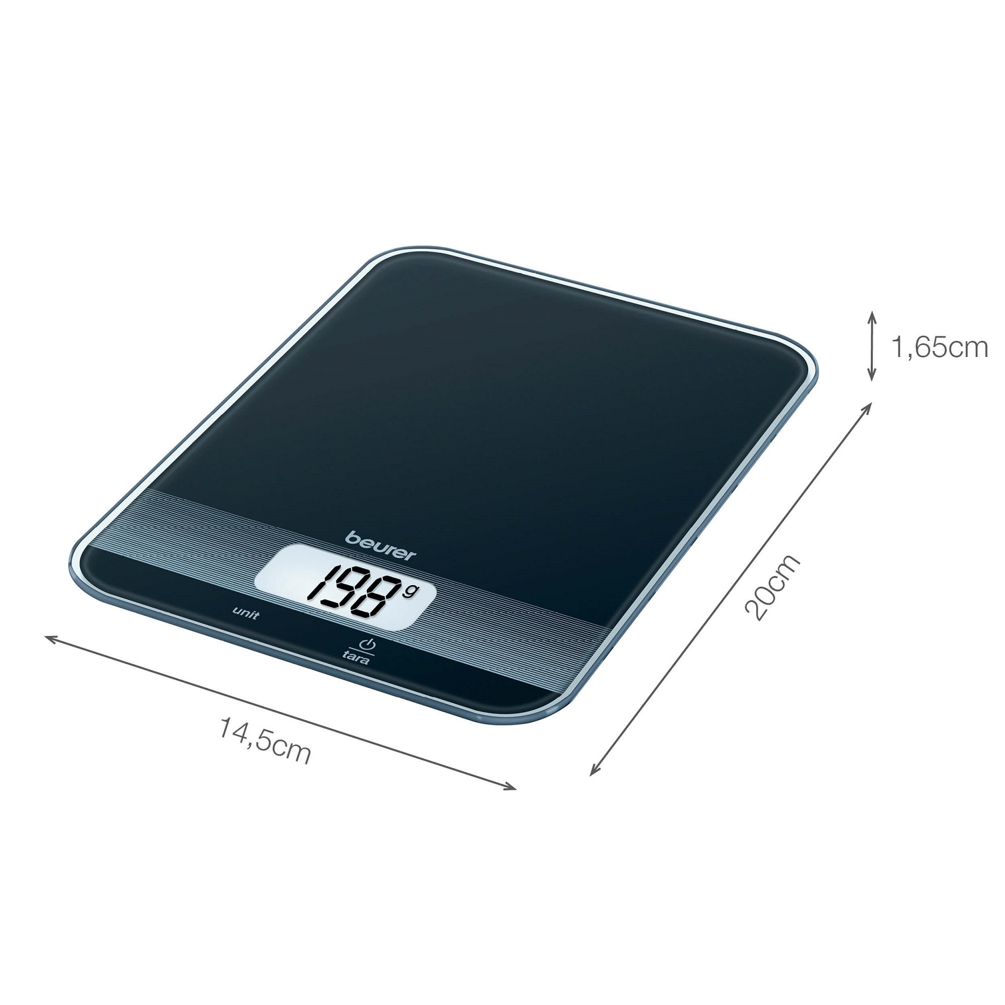 beurer-ks-19-bilancia-da-cucina-digitale-in-vetro-di-sicurezza-ultra-piatta-16-5 image 3