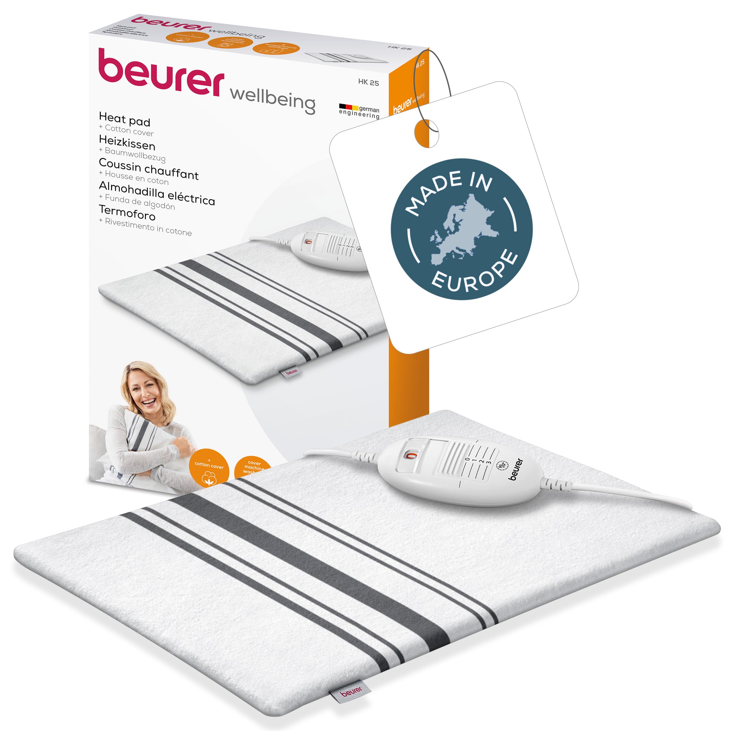 beurer-hk-25-termoforo-elettrico-grigio-40x30-cm-cuscino-riscaldante-con-3-livel image 1
