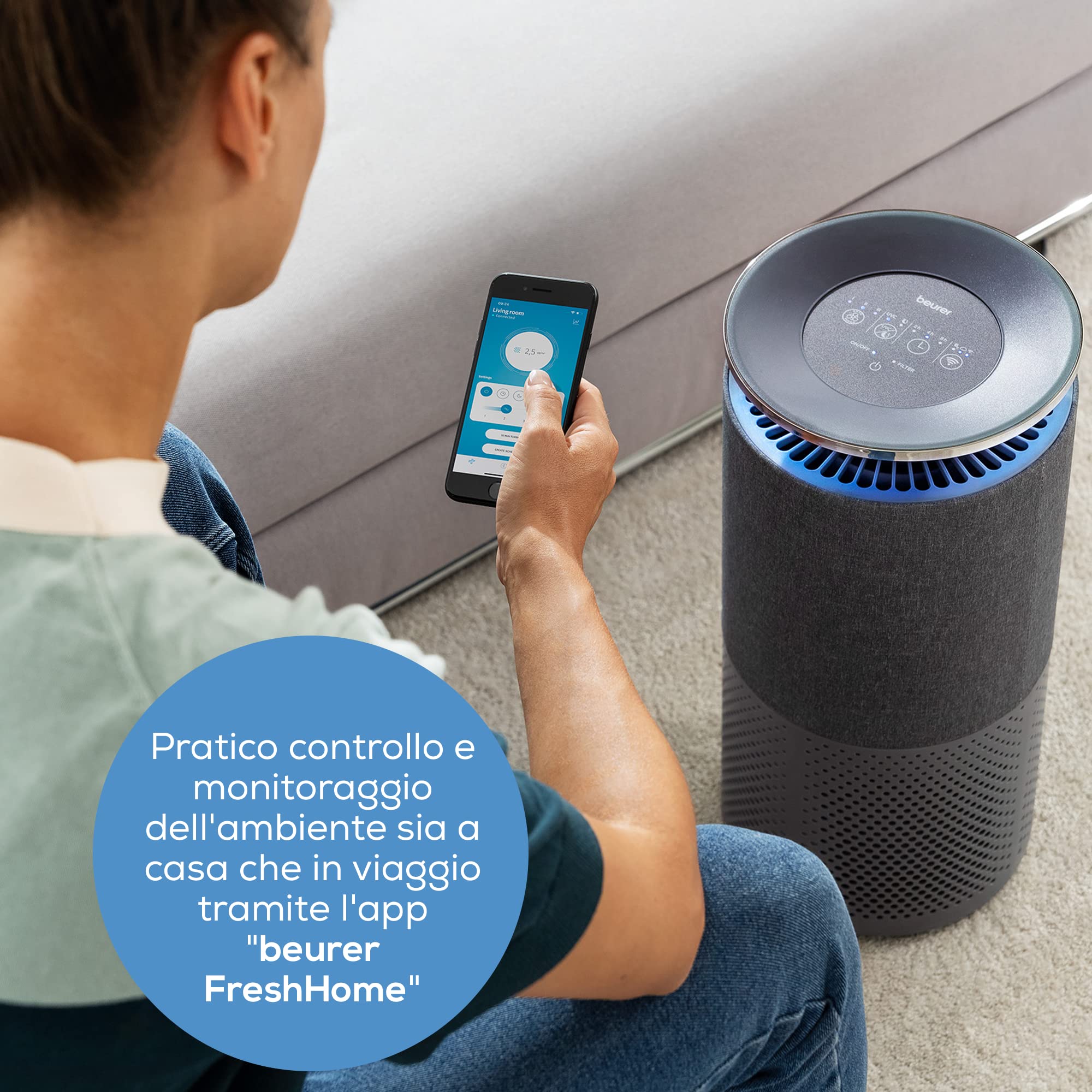 beurer-lr-401-purificatore-d-aria-smart-con-app-filtro-hepa-h13-a-3-strati-luce- image 2