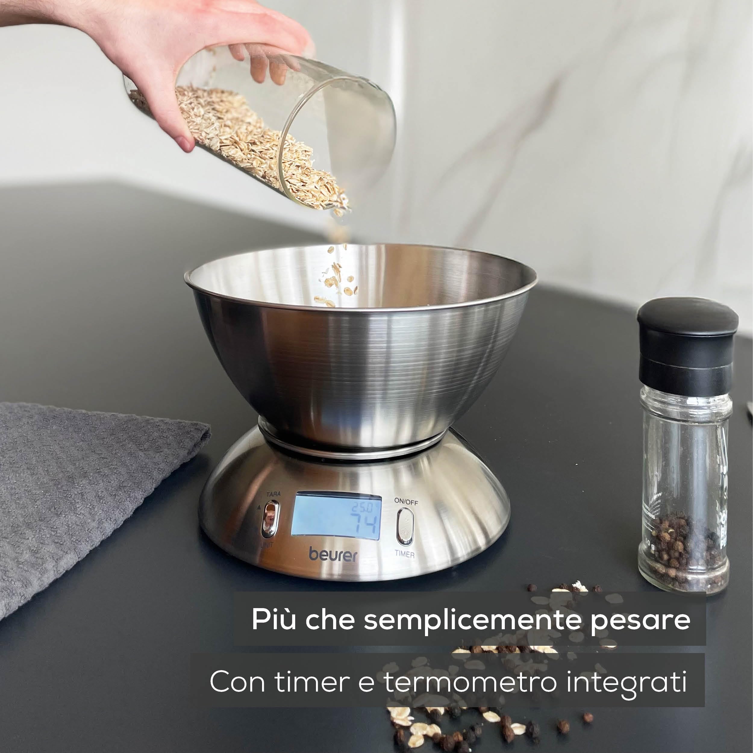 beurer-ks-54-bilancia-da-cucina-con-ciotola-in-acciaio-inox-1-5-l-timer-termomet image 2