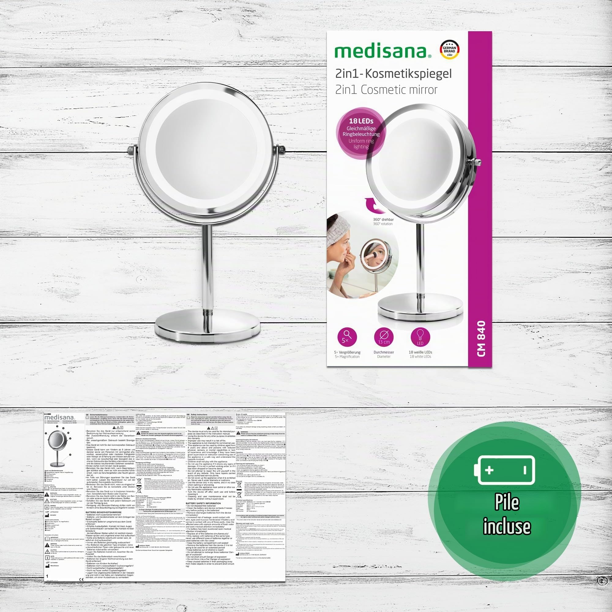 medisana-cm-840-specchio-cosmetico-da-tavolo-a-led-ingrandimento-5x-doppia-facci image 6