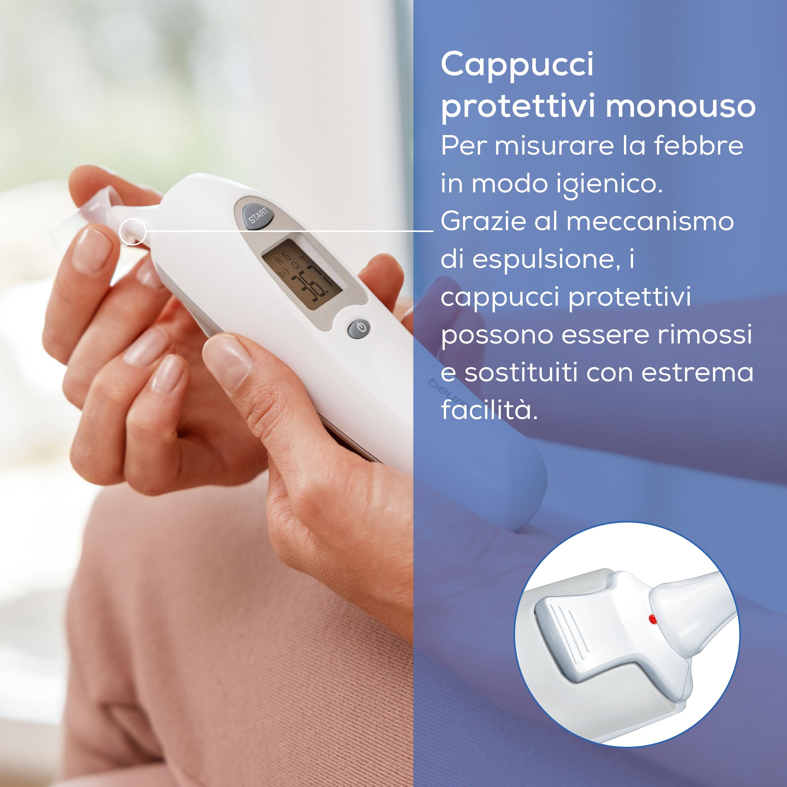 beurer-ft-58-termometro-auricolare-digitale-a-infrarossi-con-10-cappucci-protett image 3