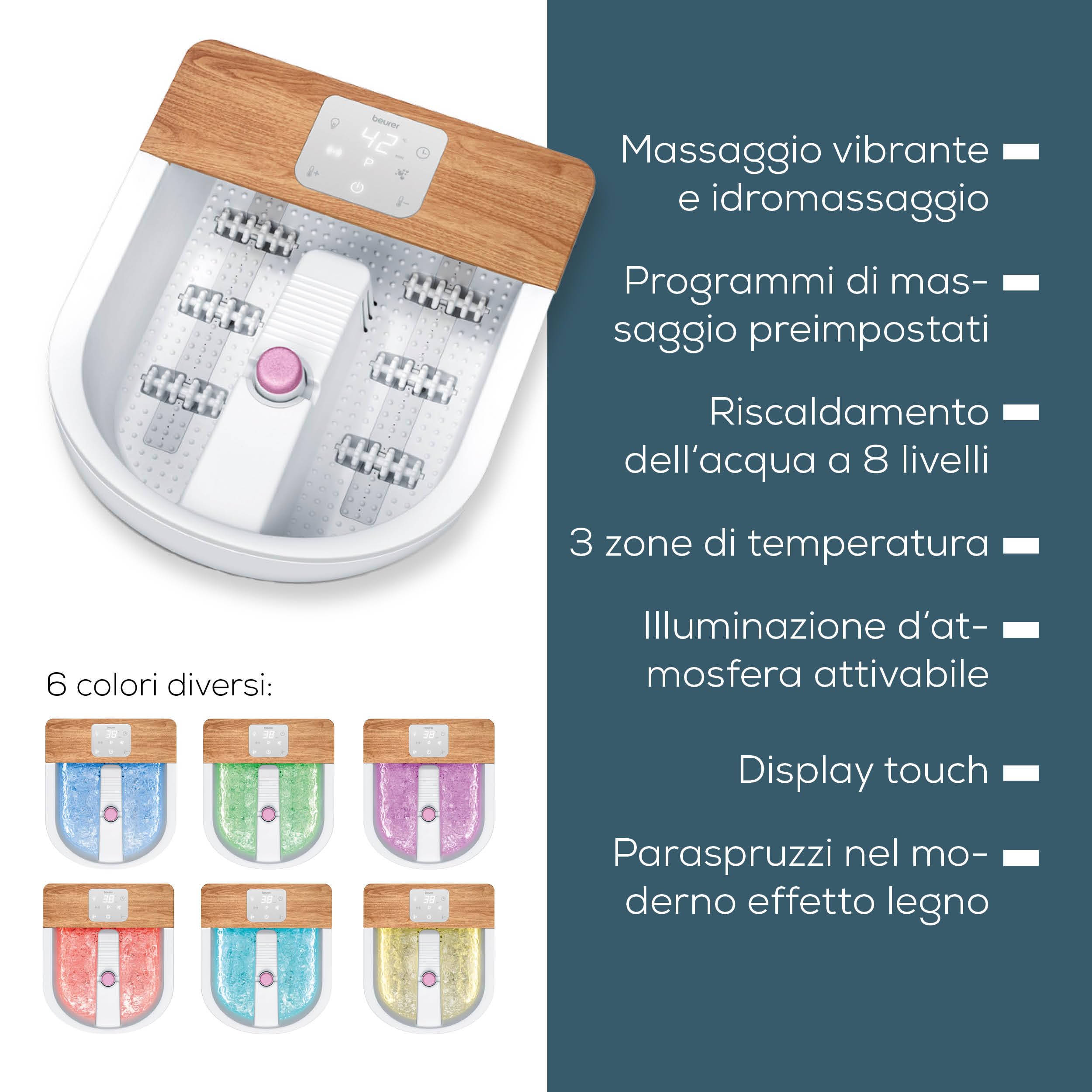 beurer-fb-65-idromassaggiatore-plantare-wellness-con-riscaldamento-acqua-illumin image 7