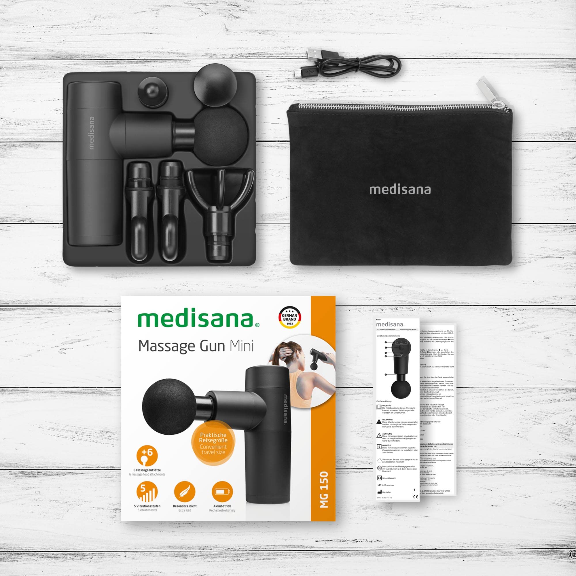 medisana-mg-150-mini-pistola-massaggiante-con-6-teste-5-livelli-di-vibrazione-e- image 6