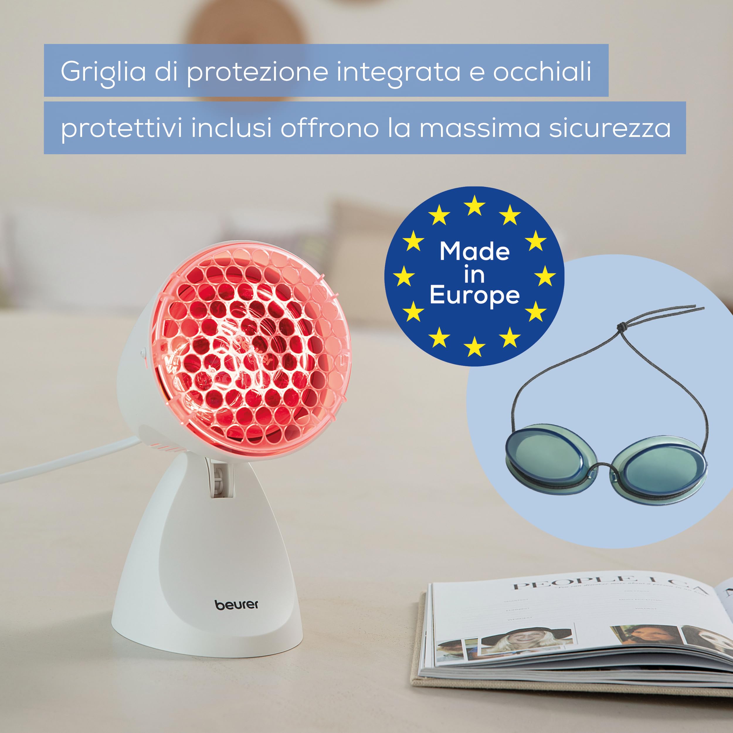 beurer-il-11-lampada-a-infrarossi-100w-per-terapia-del-calore-5-inclinazioni-gri image 3