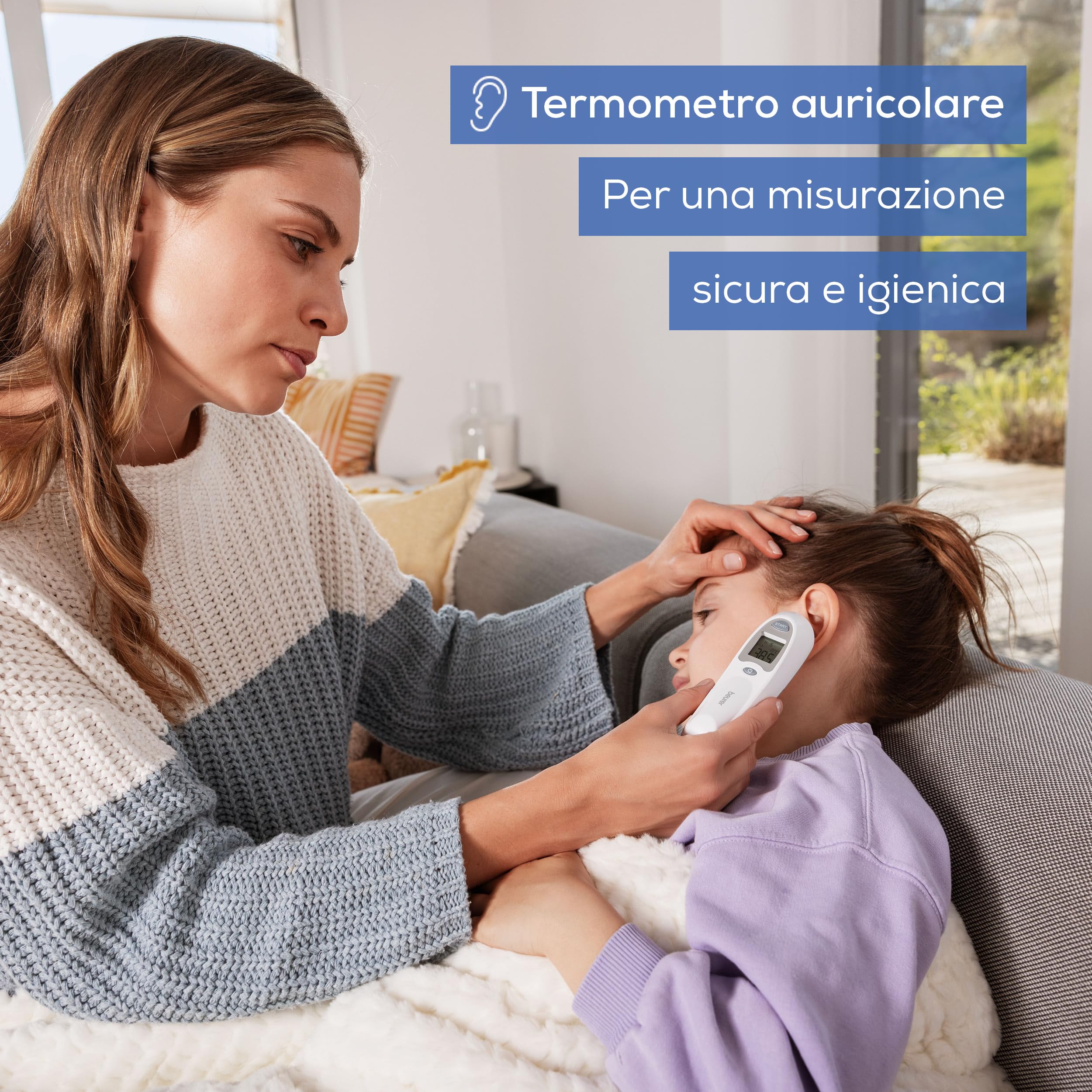 beurer-ft-58-termometro-auricolare-digitale-a-infrarossi-con-10-cappucci-protett image 2